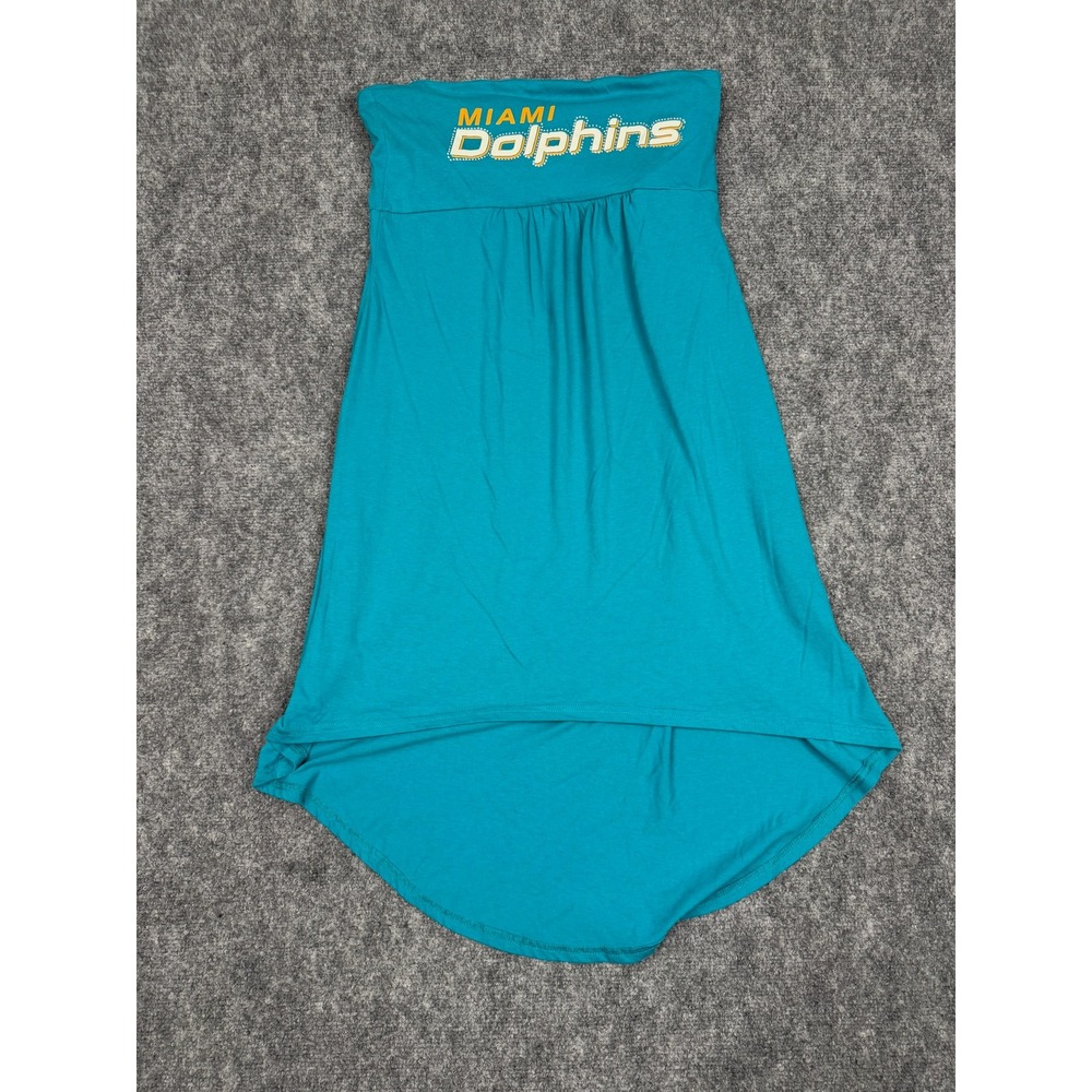 NFL Team Apparel Miami Dolphins Strapless High Low Dress Teal Aqua Womens L